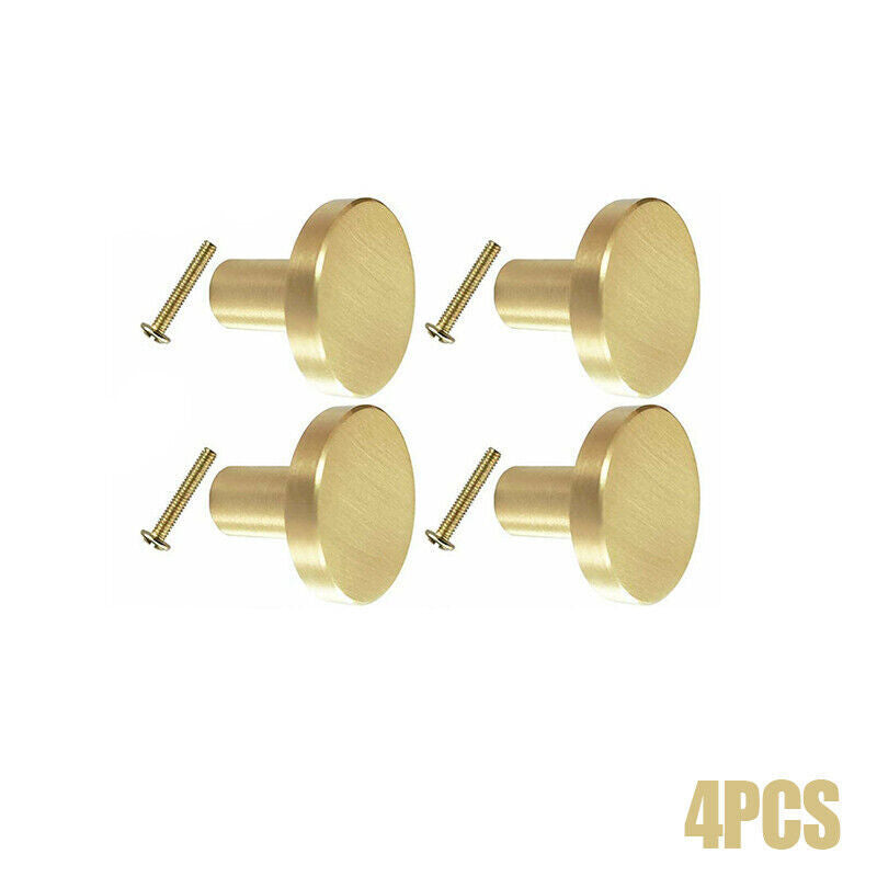 Gold Finish Solid Brass Round Cabinet Knobs Single-Hole Pulls
