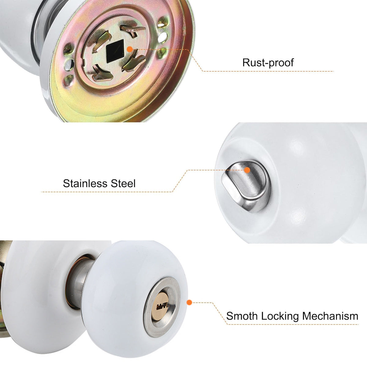 Metallic Ceramic Finish Stainless Steel Door Knob Lock Set