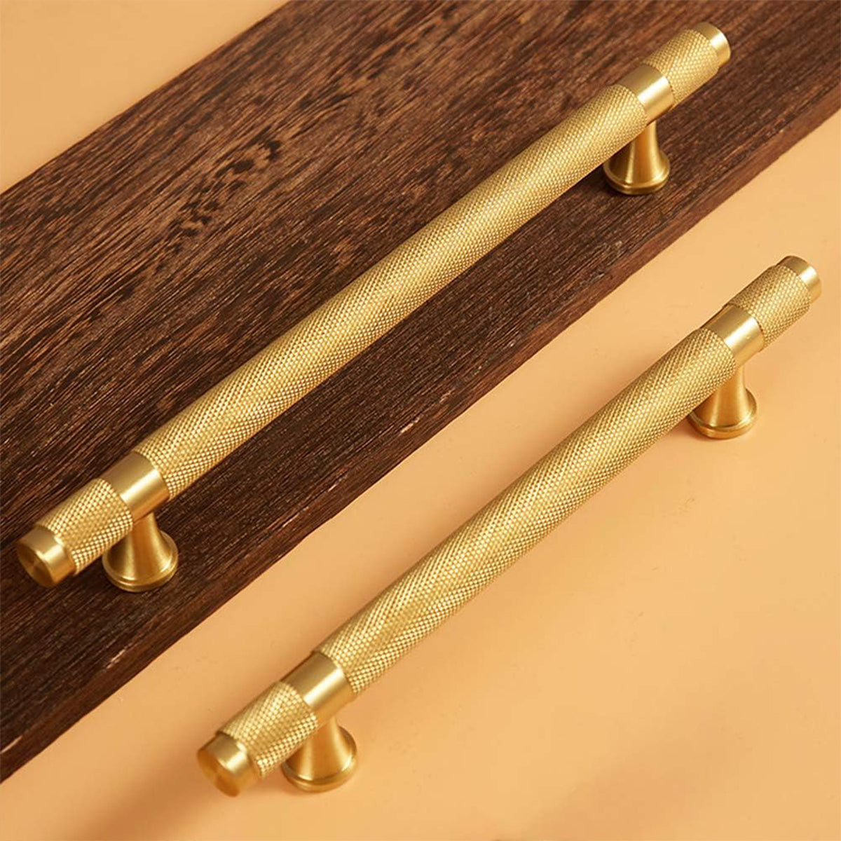 Anti-Slip Textured Brushed Brass Cupboard & Cabinet Door Pull Handle 50–213mm