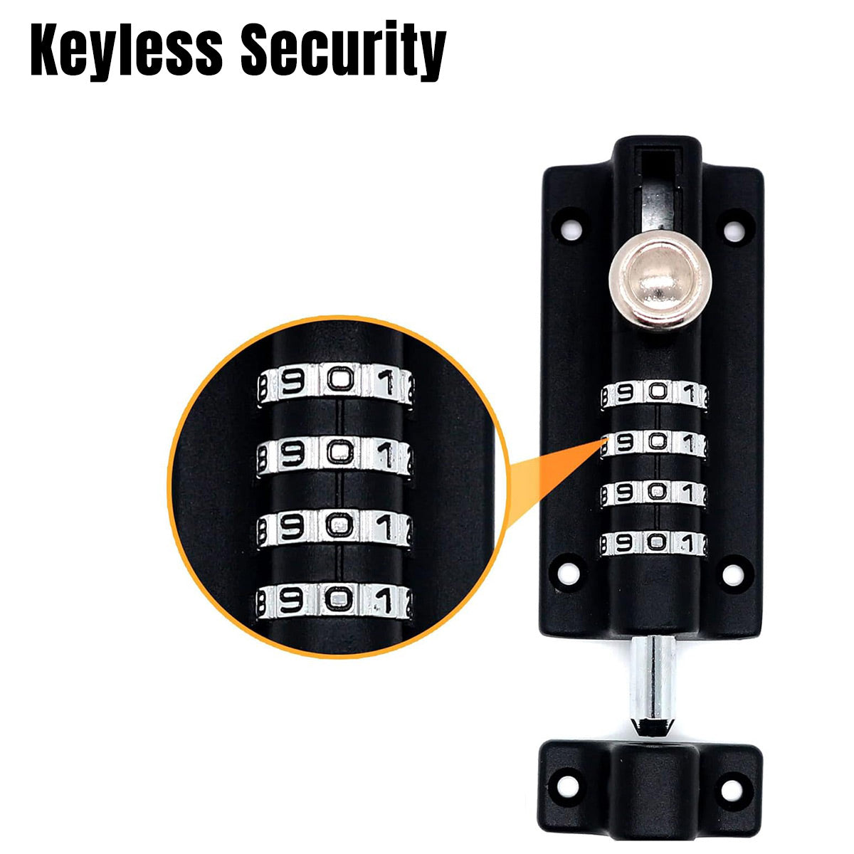 Black Waterproof Zinc Alloy Steel Combination Bolt Door Lock