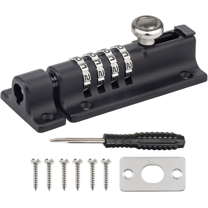 Black Waterproof Zinc Alloy Steel Combination Bolt Door Lock - Black