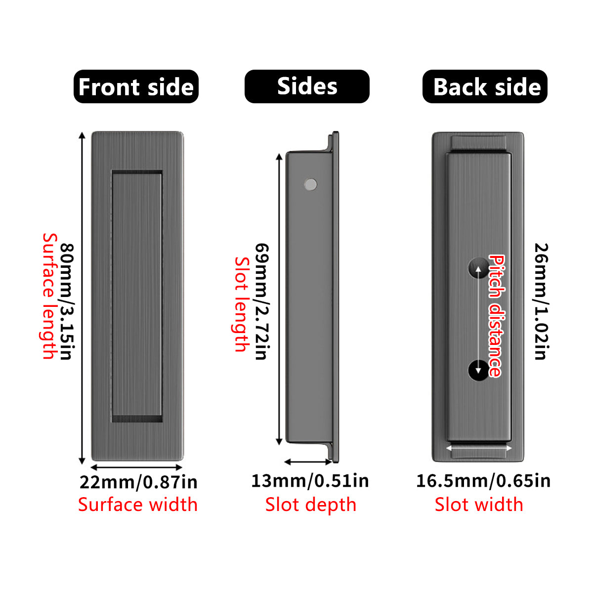 Grey Finished 304 Stainless Steel Sliding Door Handle