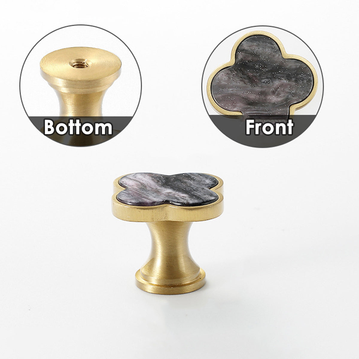 Galaxy Black Four-Leaf Clover Cabinet Knob Single-Hole Design