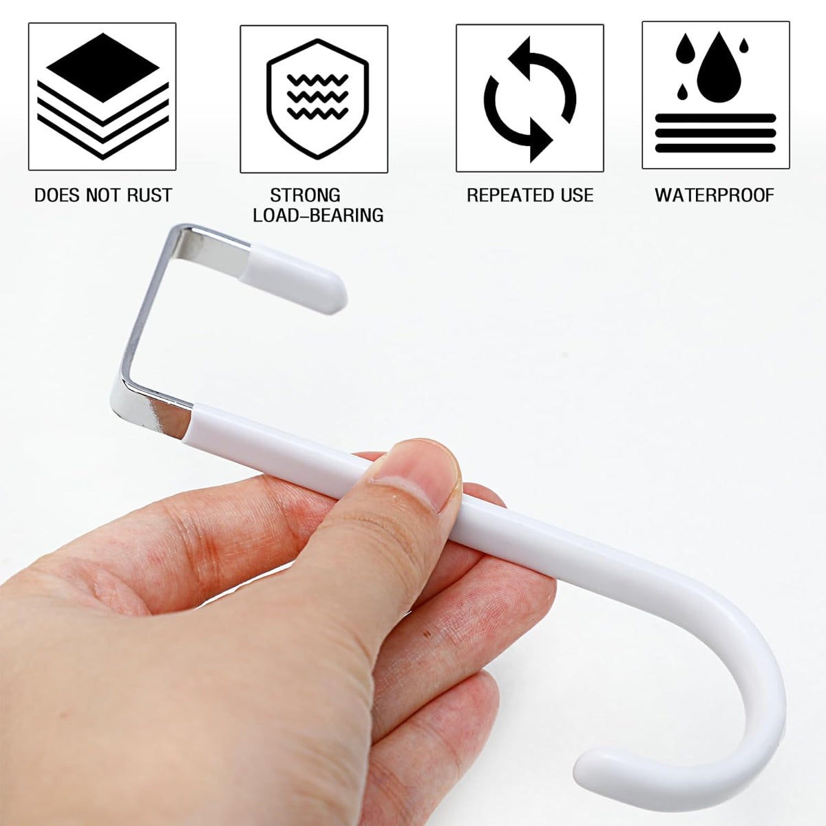 Black or White Rust-Resistant Metal Over the Door Hooks (10PCS)