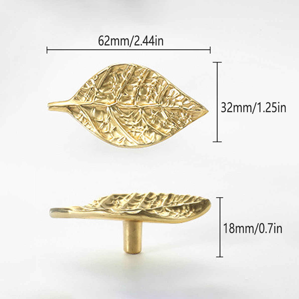 Gold Leaf Shape Metal Cabinet Handle for Drawers and Doors