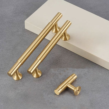 Gold Solid Brass Cabinet Handle with Textured Grip