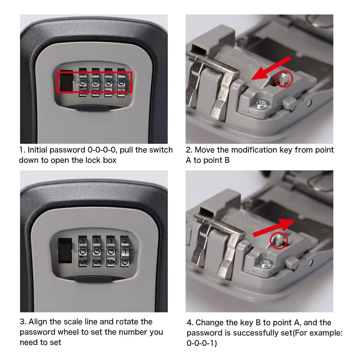 Black and Grey Weather-Resistant Steel Combination Key Box