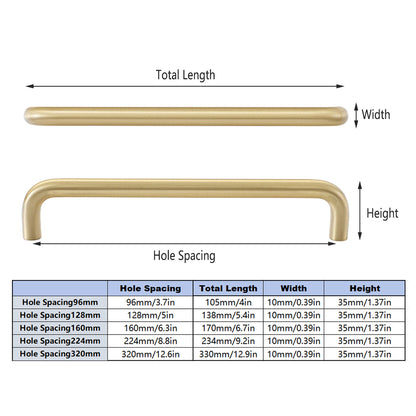 Brass Cabinet Pull Handles in Gold and Silver