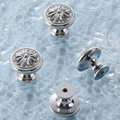 6 Styles Silver Solid Brass Cabinet Handle Single-Hole Mount