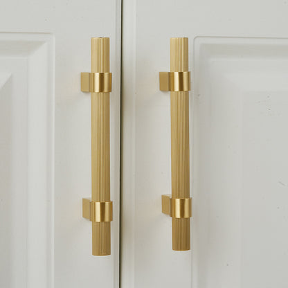 Solid Brass Knurled Cabinet Pulls in Gold Finish