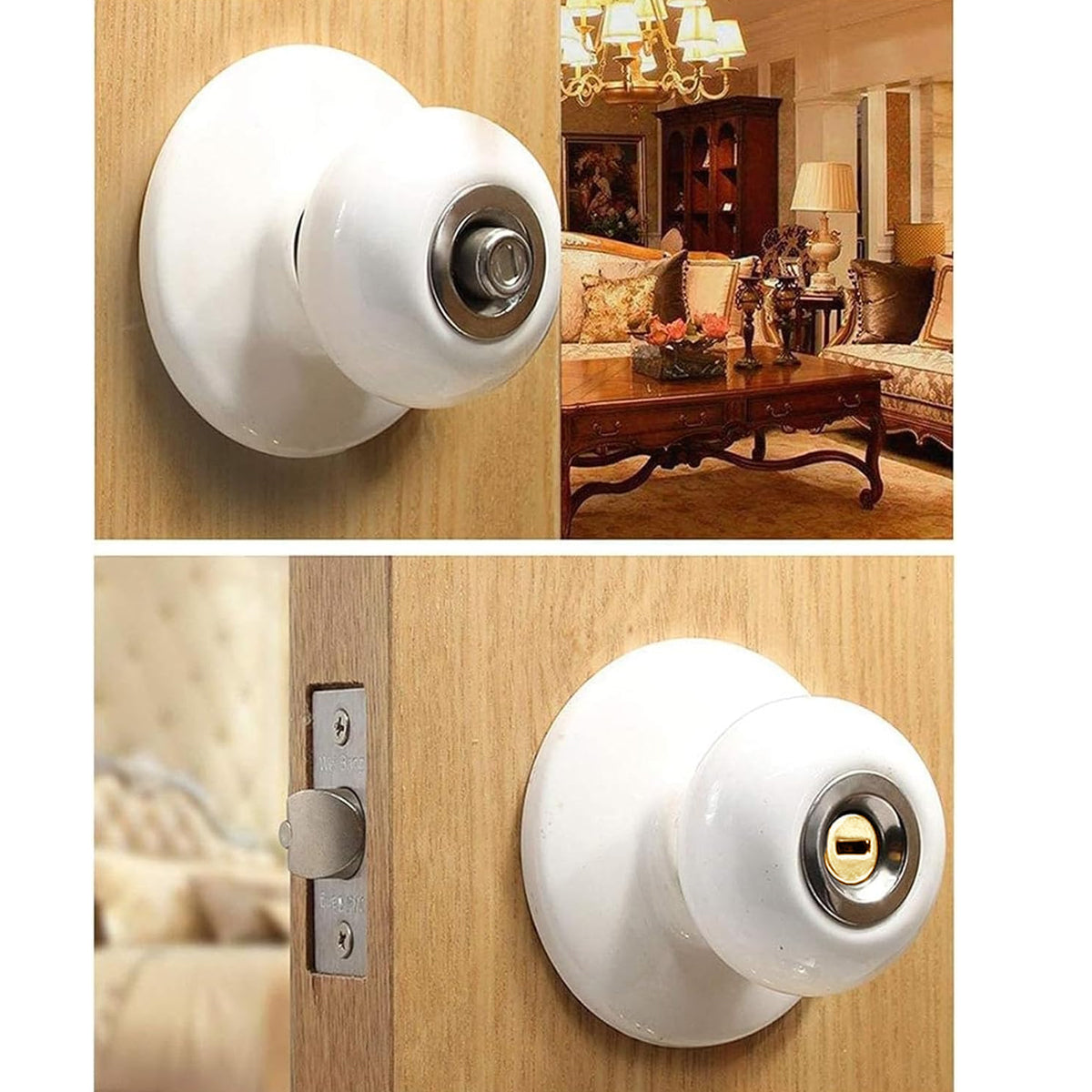 Metallic Ceramic Finish Stainless Steel Door Knob Lock Set