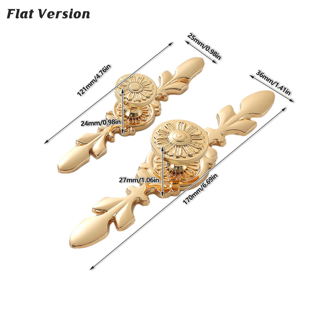 Curved Design Brass Cupboard & Cabinet Door Knob 121-170mm