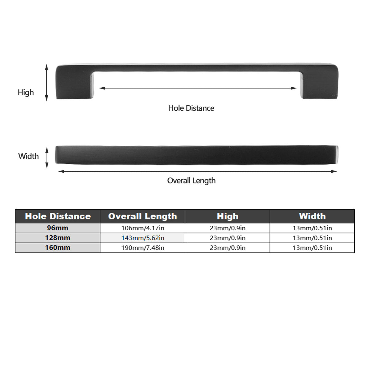 Grey Brass Cupboard & Cabinet Door Pull Handle 96-160mm