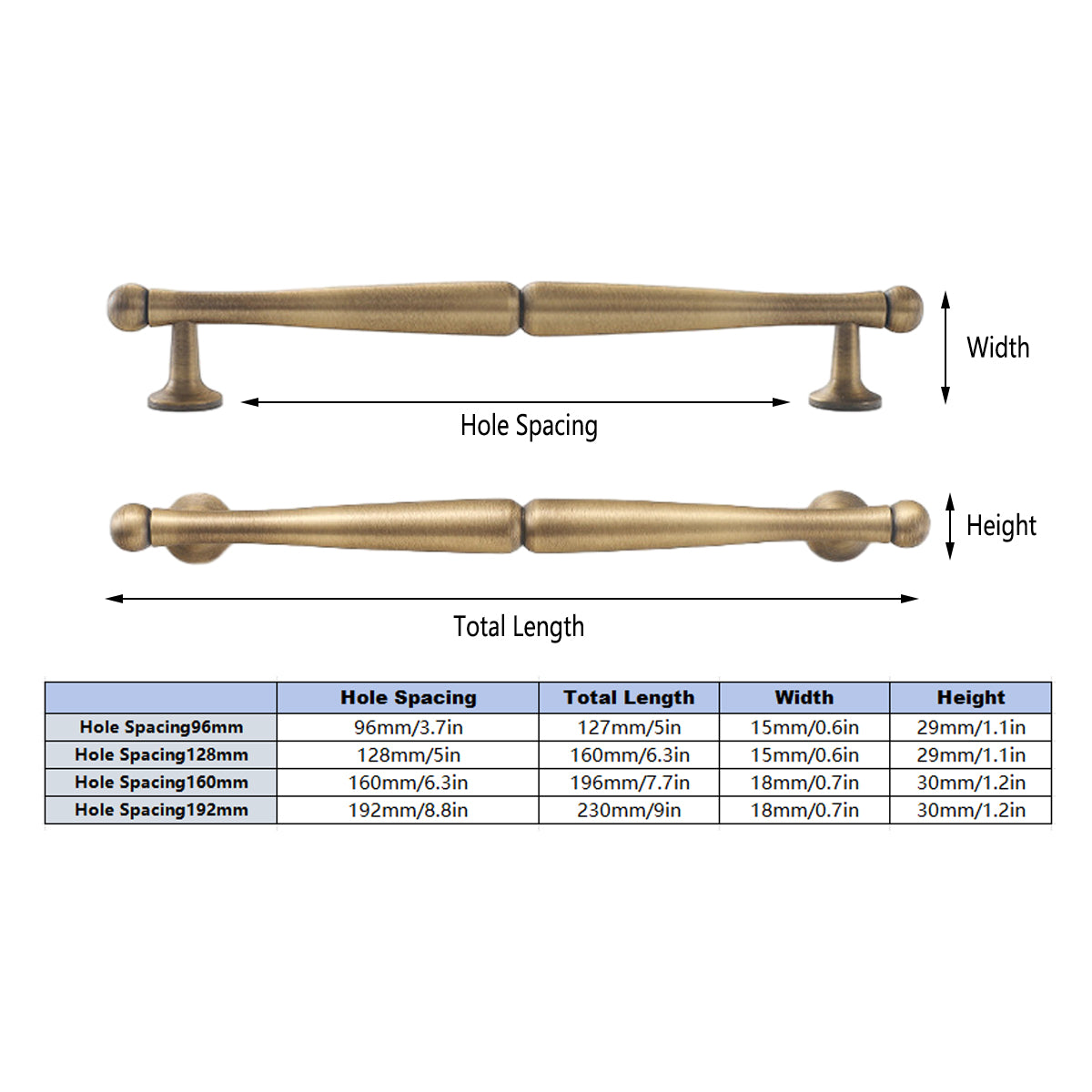 Brass Cabinet Pull Handle 96-224mm - view 33