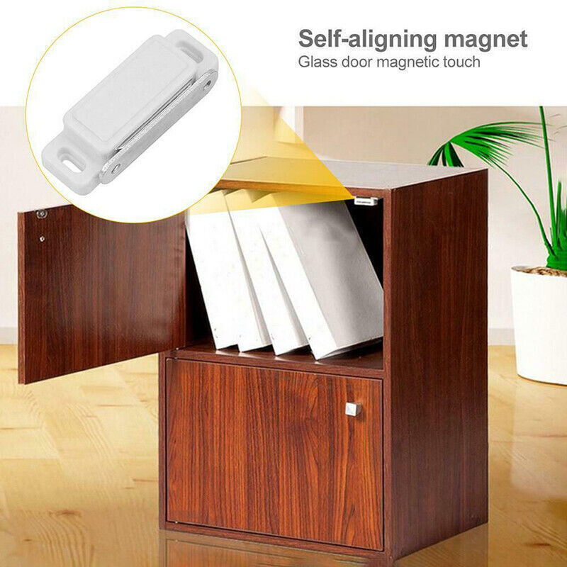 White Concealed Magnetic Cabinet Door Catch Set of 2