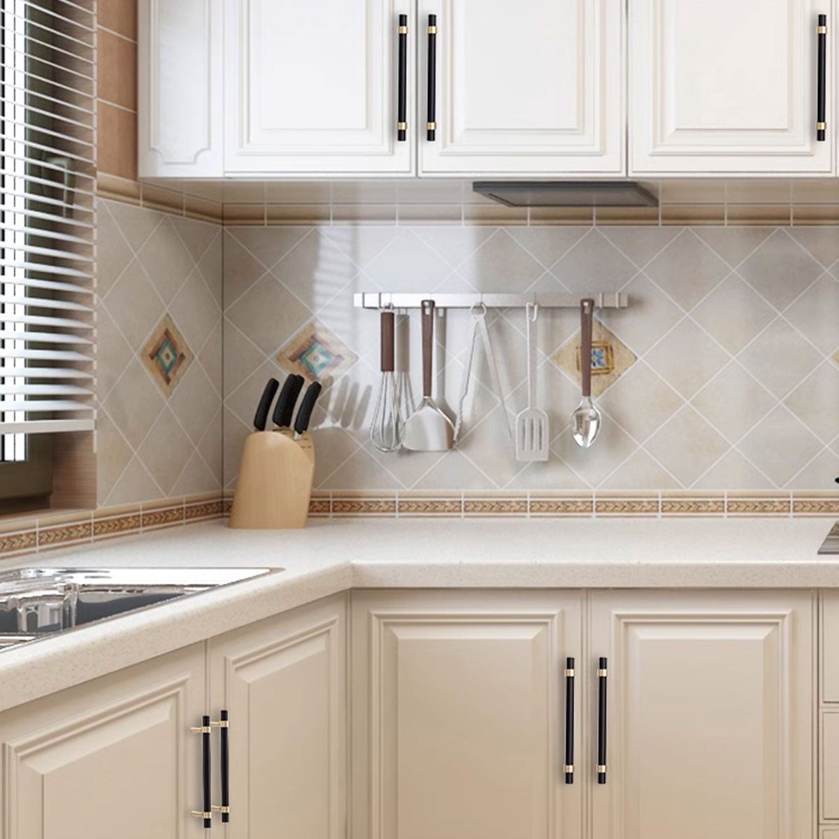 Brushed Brass Cupboard & Cabinet Door Pull Handle 64-320mm 2 Colors Options