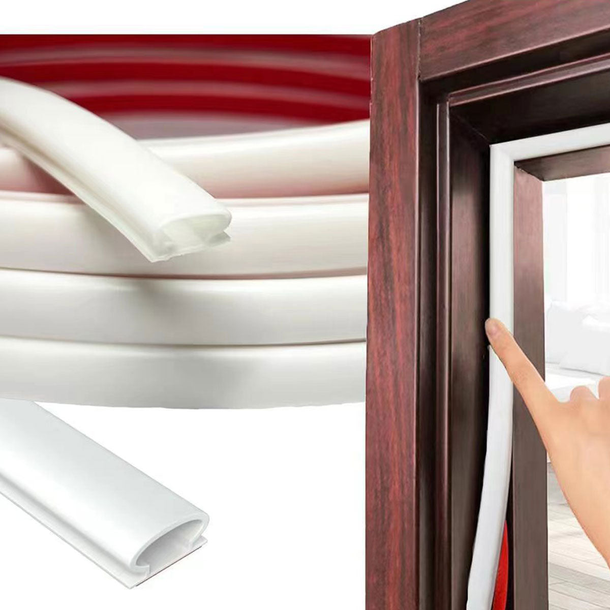 White Self-Adhesive Silicone Door Window Seal Strip 6m
