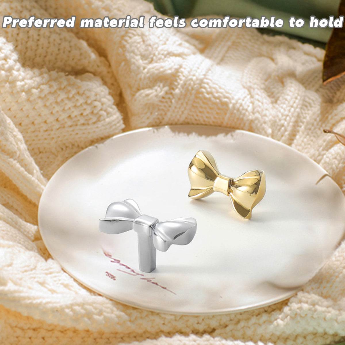 French Bow Brass Cabinet Handle with Two Colour Options