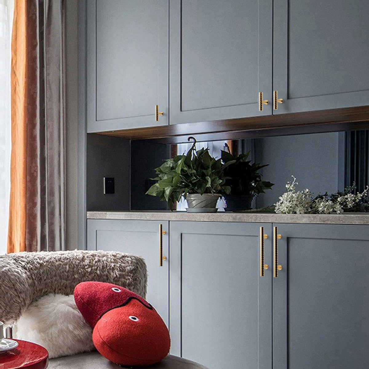 Gold Brass Cupboard & Cabinet Door Pull Handle 56mm 96mm 128mm