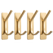 Gold Stainless Steel Adhesive Hooks for Bathroom and Kitchen (4pcs)