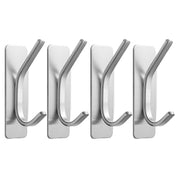 Silver Stainless Steel Adhesive Hooks for Bathroom and Kitchen