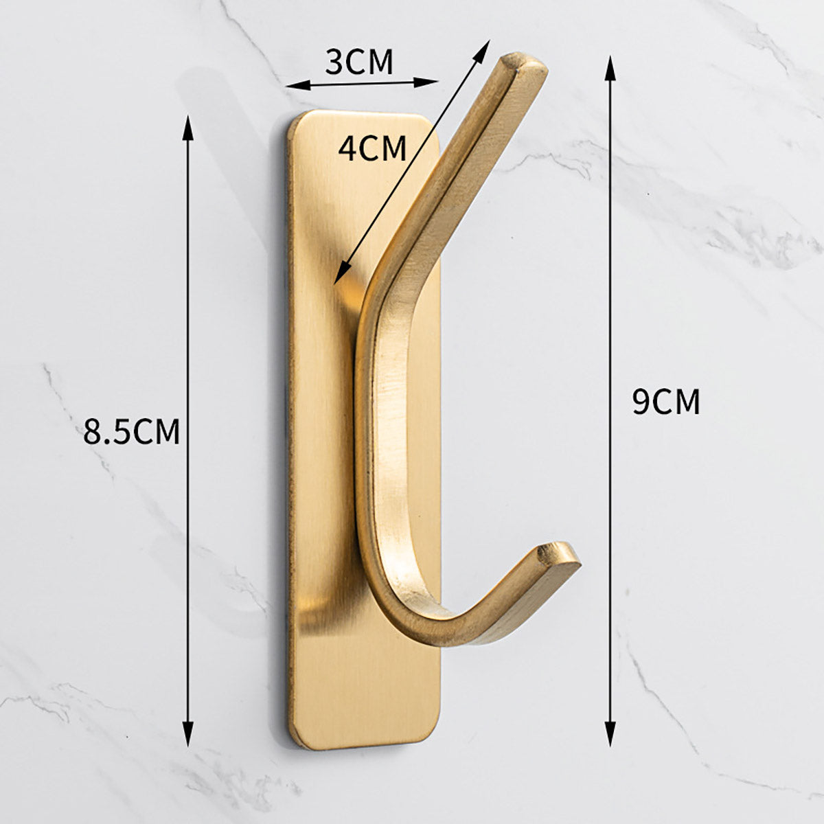 Silver Stainless Steel Adhesive Hooks for Bathroom and Kitchen