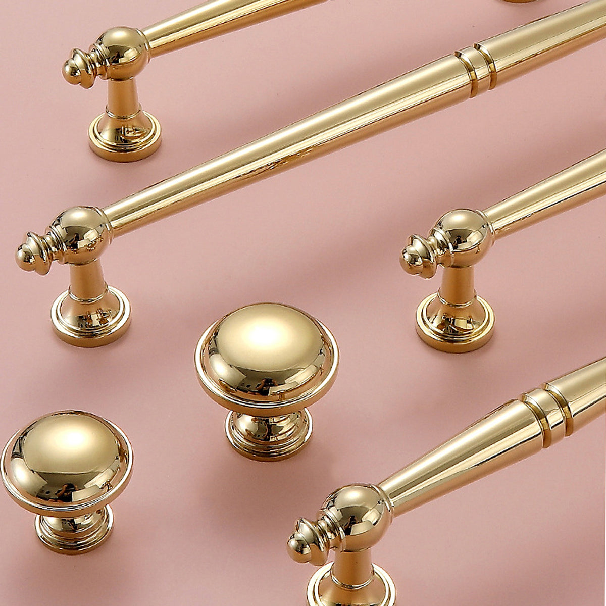 Gold Solid Brass Cabinet Door Pull Handle & Knob 28-224mm