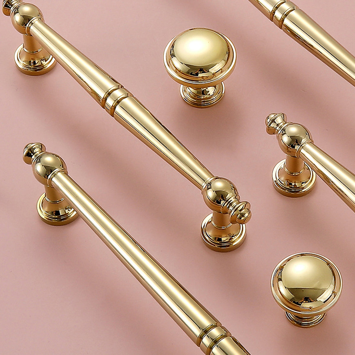 Gold Solid Brass Cabinet Door Pull Handle & Knob 28-224mm