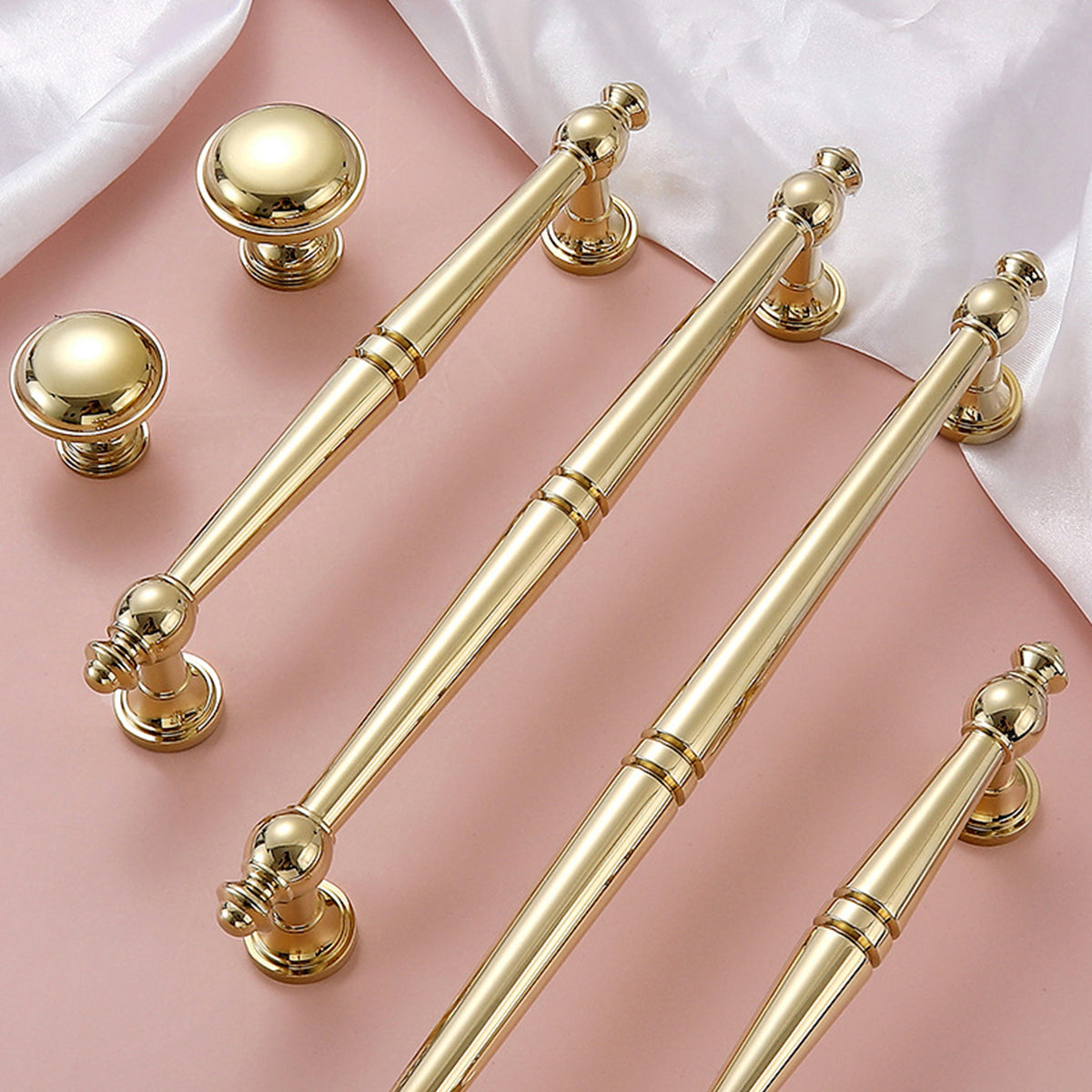 Gold Solid Brass Cabinet Door Pull Handle & Knob 28-224mm