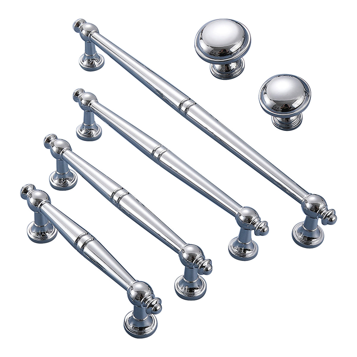 Polished Silver Solid Brass Cabinet Door Pull Handle & Knob 28-224mm
