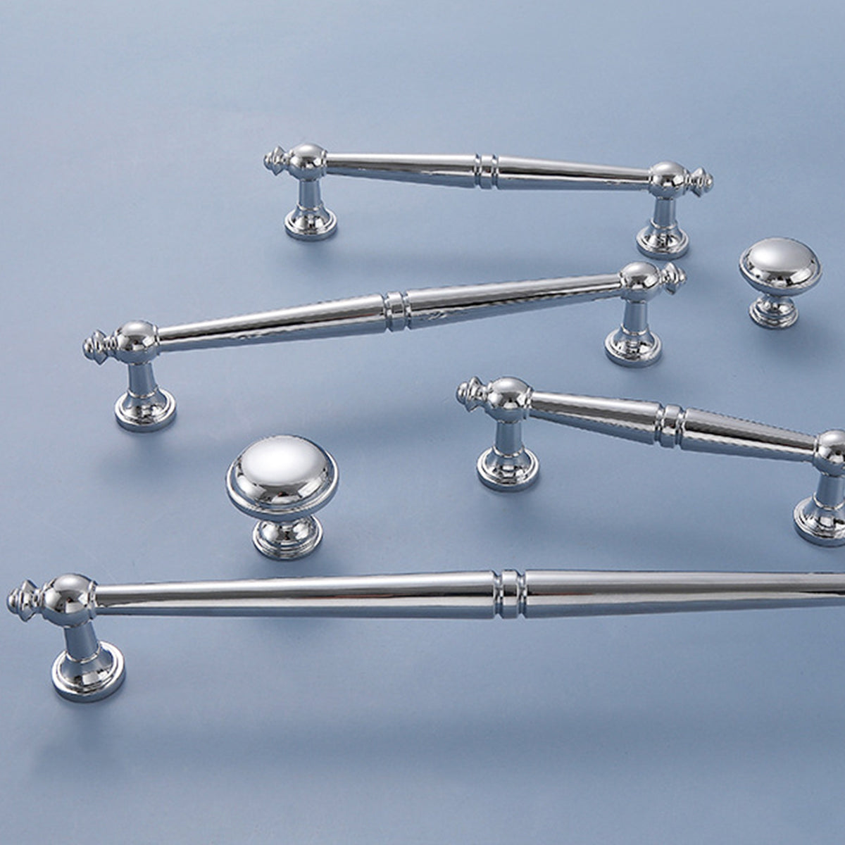 Polished Silver Solid Brass Cabinet Door Pull Handle & Knob 28-224mm