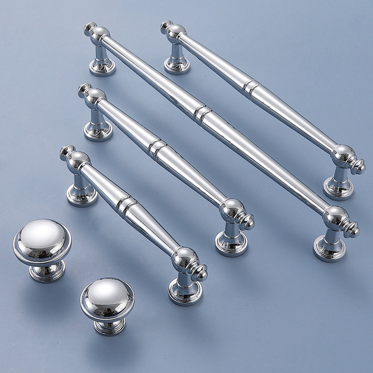 Polished Silver Solid Brass Cabinet Door Pull Handle & Knob 28-224mm