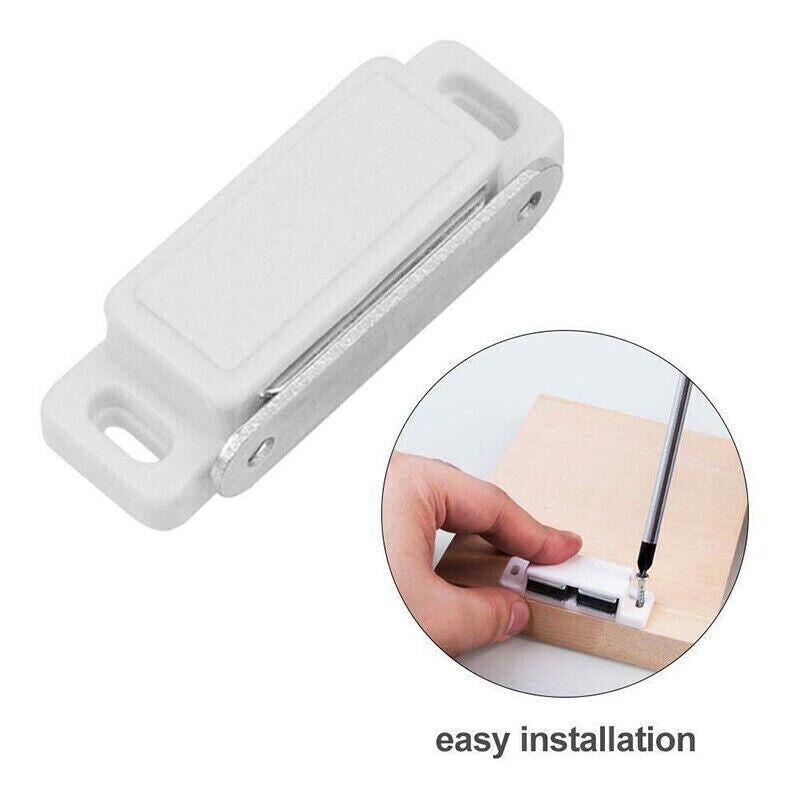 White Concealed Magnetic Cabinet Door Catch Set of 2