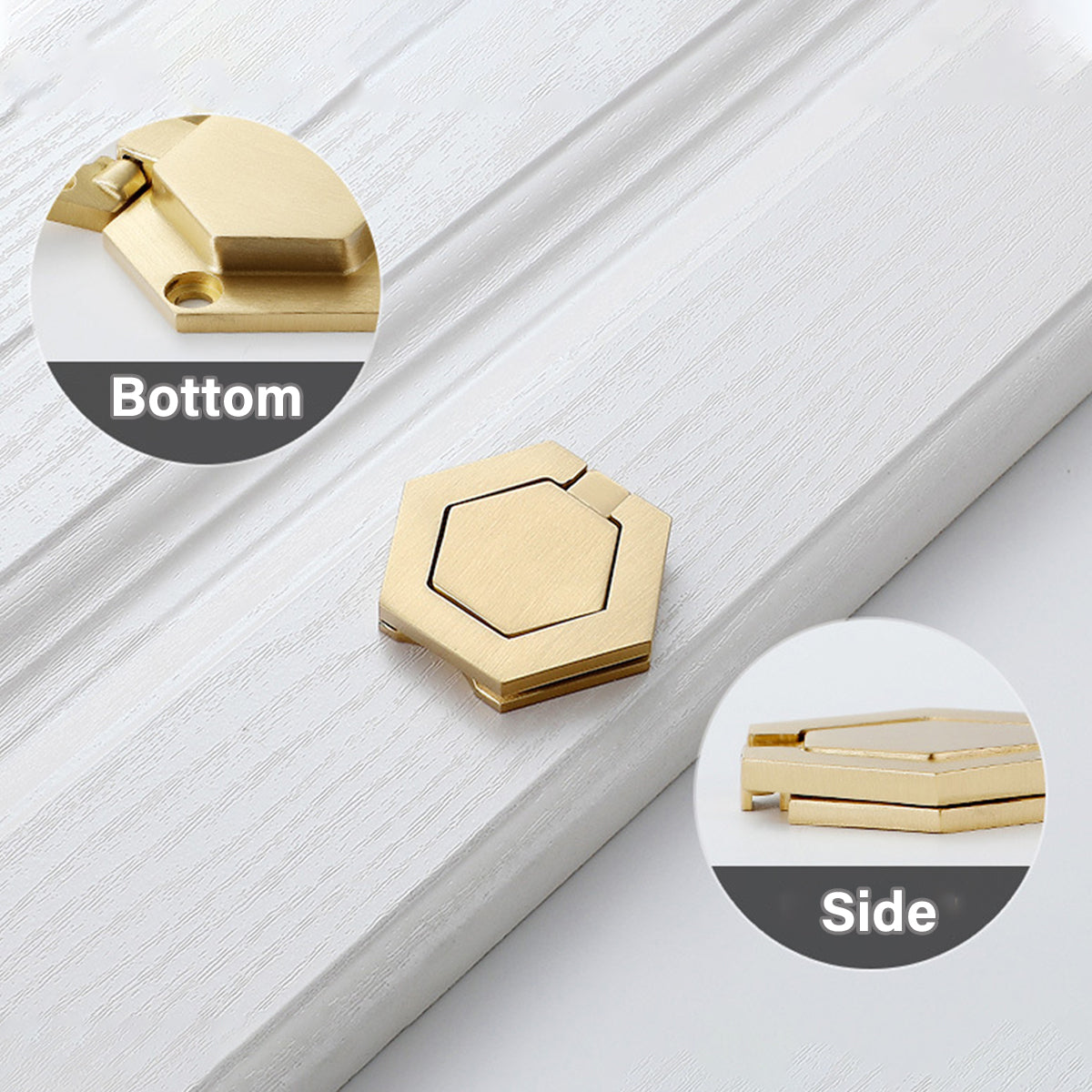 Hexagon Alloy Cabinet Door Handle Single-Hole Brushed Gold