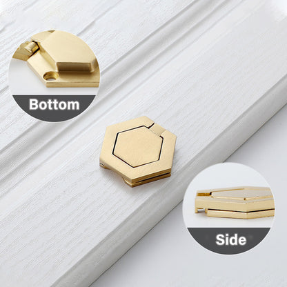 Hexagon Alloy Cabinet Door Handle Single-Hole Brushed Gold
