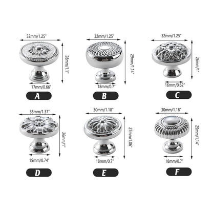 6 Styles Silver Solid Brass Cabinet Handle Single-Hole Mount