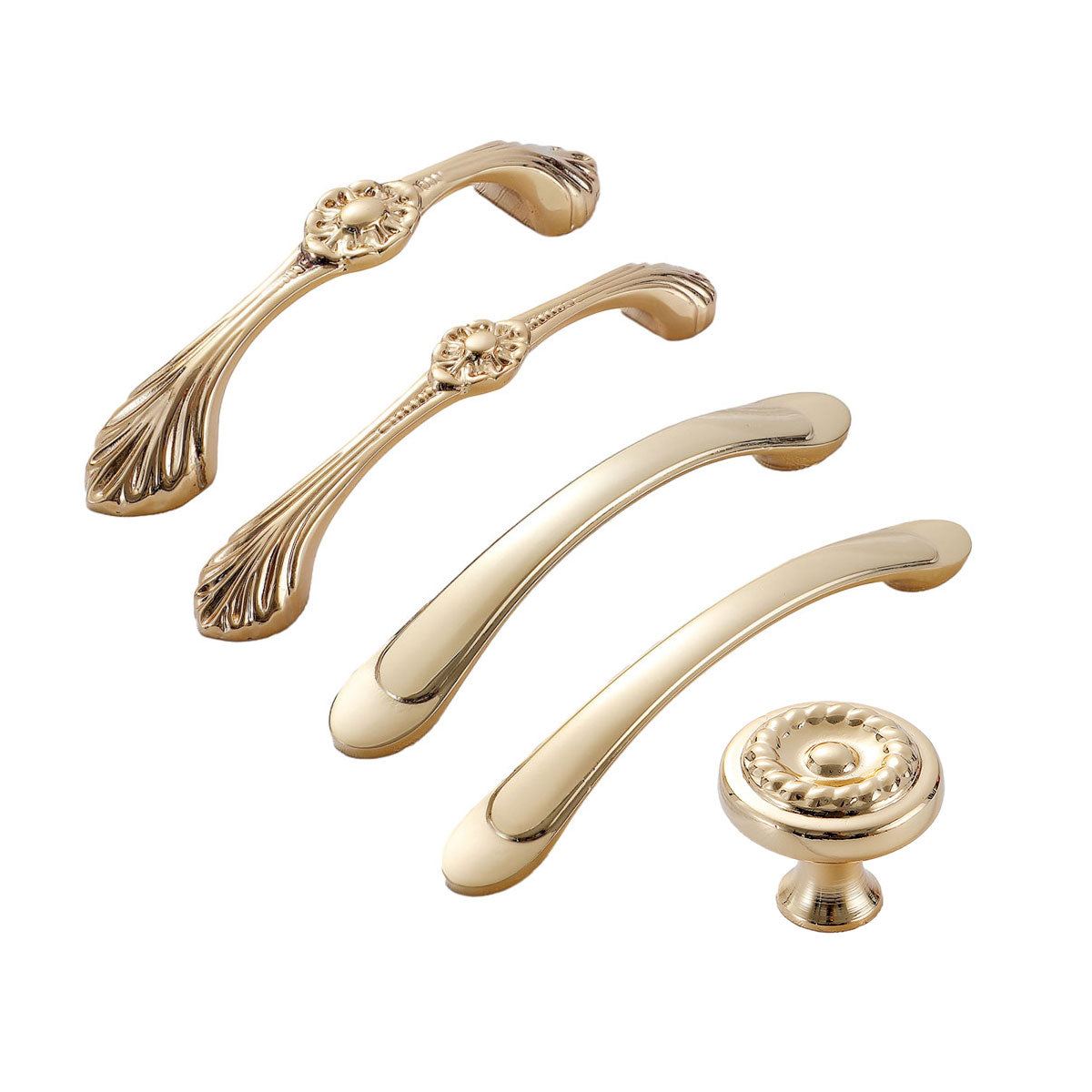 2 Hole Distances Pure Copper Cabinet Door Handle Gold Tone