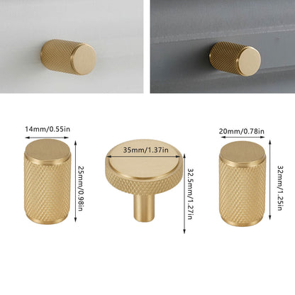 Knurled Solid Brass Handle with Round or Cylindrical Options