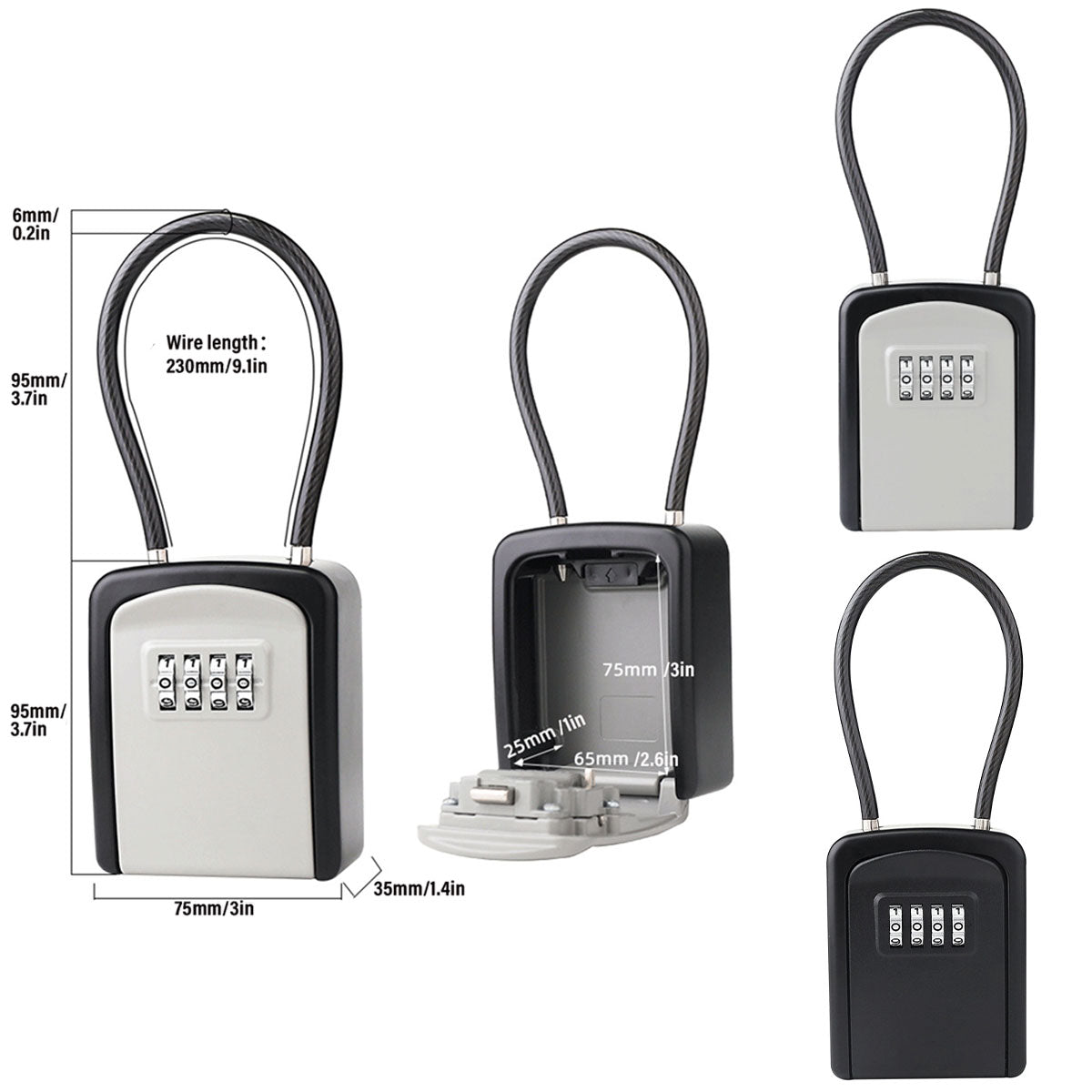 Portable Key Lock Box Hanging Combination Storage Organizer