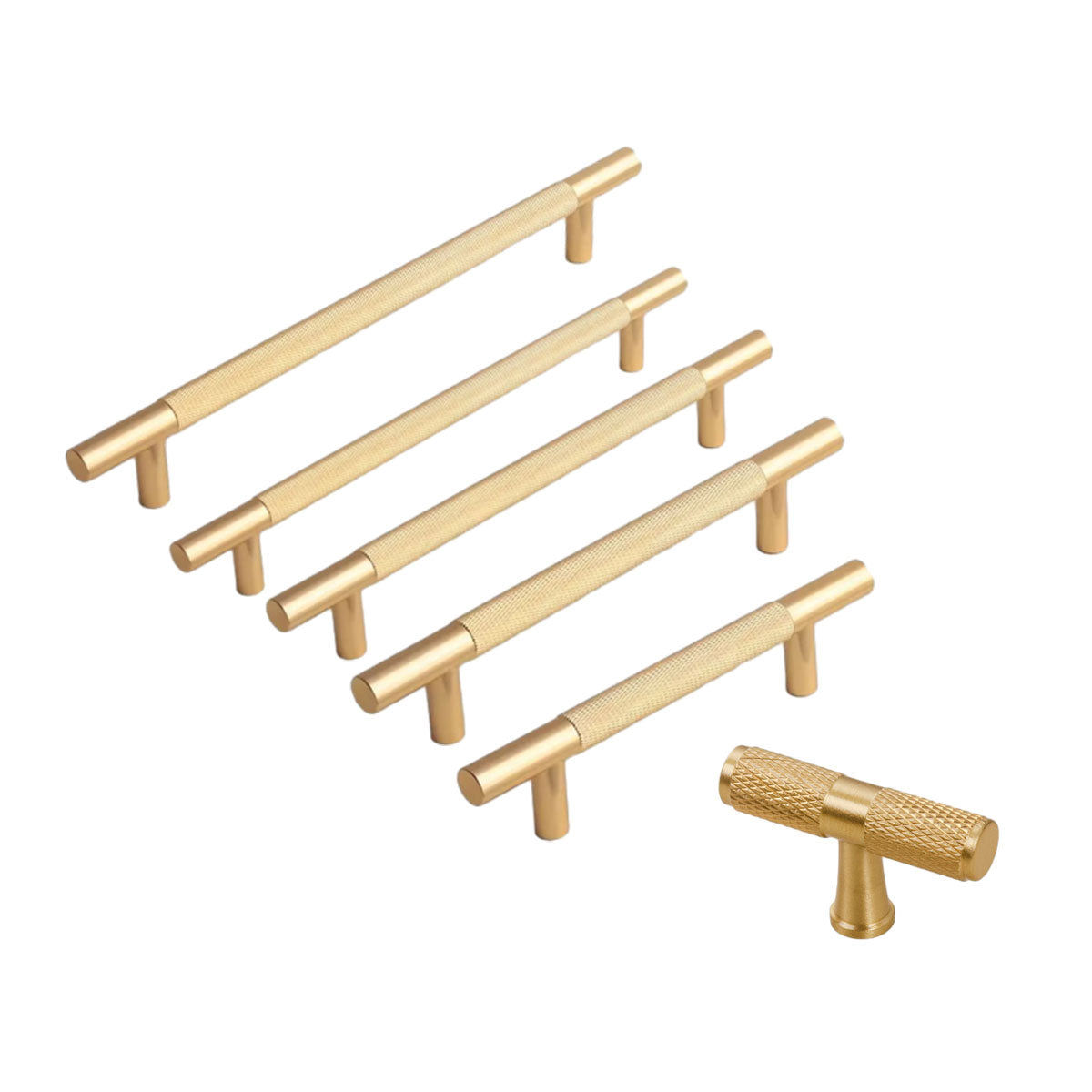 Gold Knurled Full Copper Cabinet Handle for Drawers