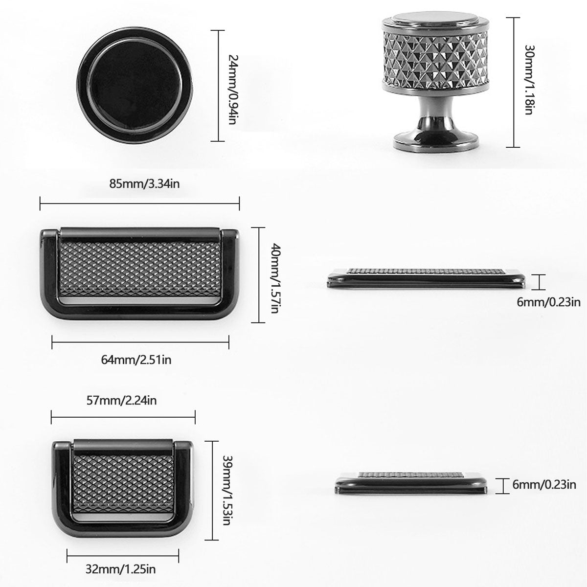 2 Finishes Hammer-Patterned Wardrobe Door Handles Set