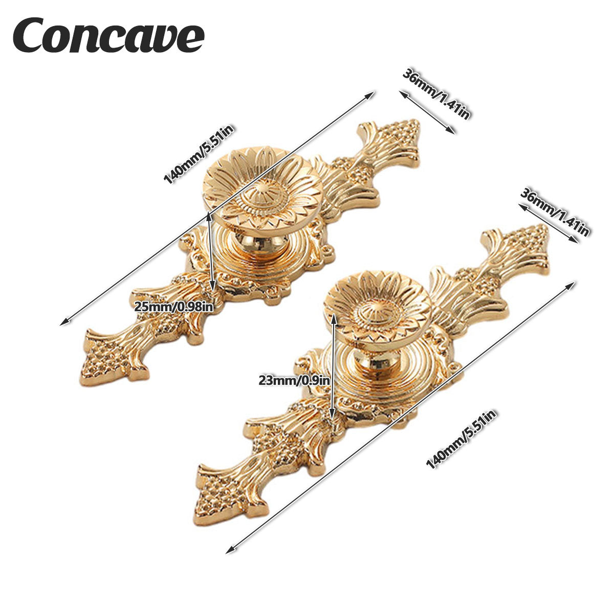 Curved Design Brass Cupboard & Cabinet Door Knob 121-170mm