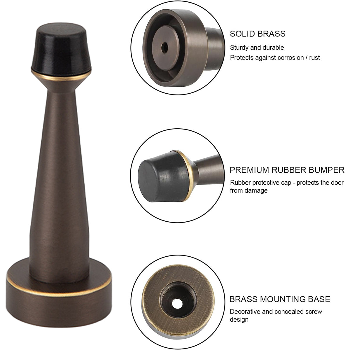 Door Stopper with Rubber Bumper Screw Mount