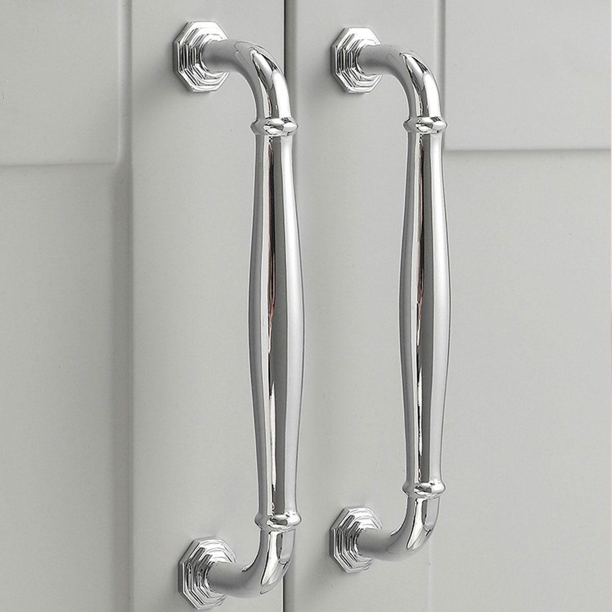 Bright Silver Brass Cupboard & Cabinet Door Pull Handle 96-192mm