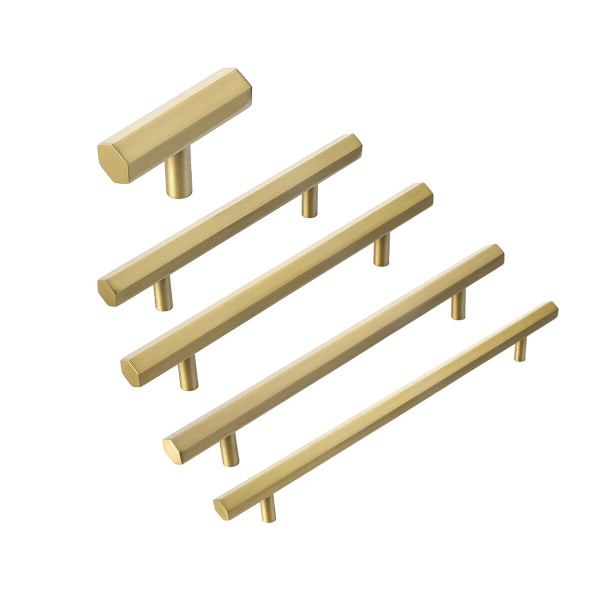 Hexagonal Gold Alloy Cabinet Handle with 64–224mm Options