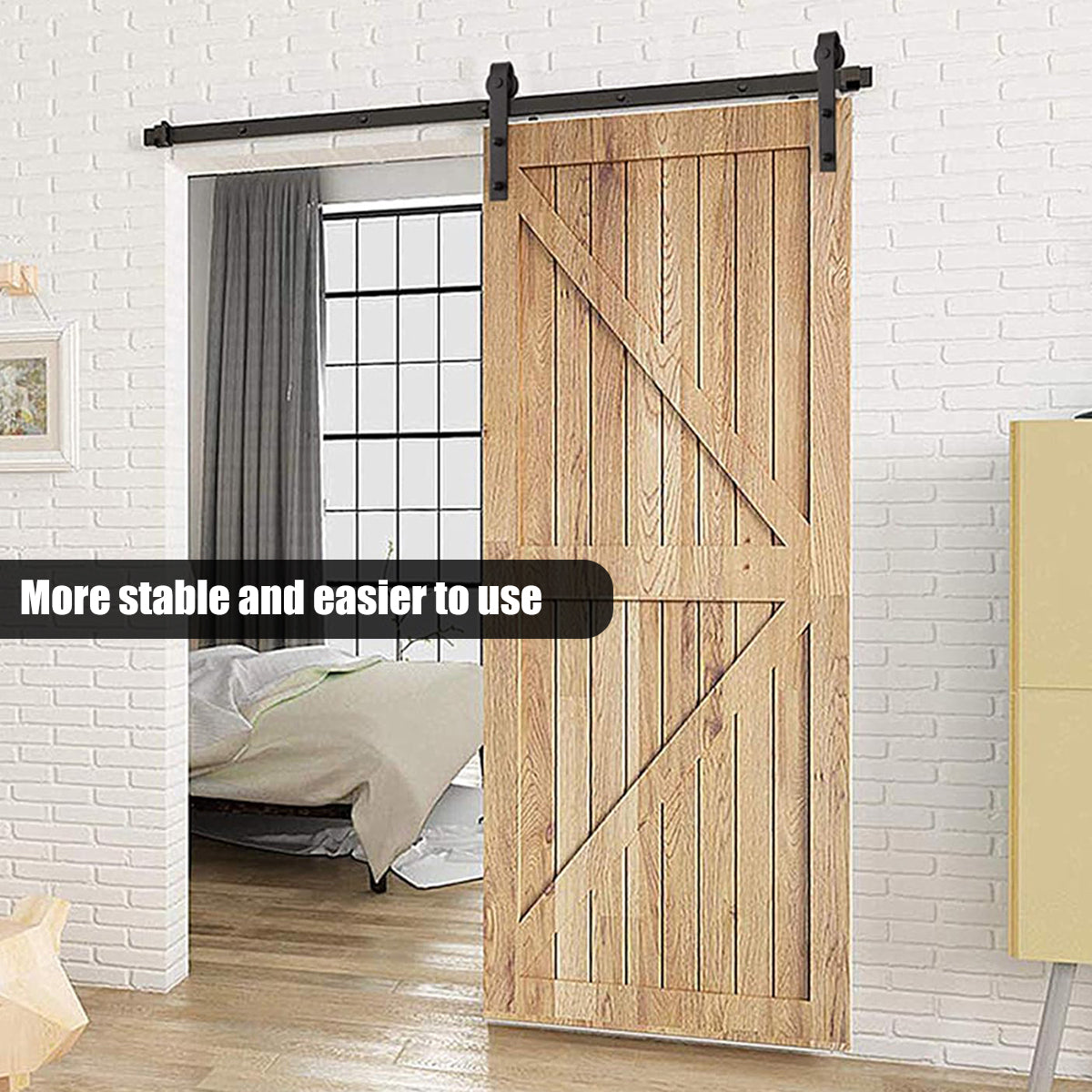 Black Matte Carbon Steel J-Type Barn Door Sliding Rail Hardware Kit