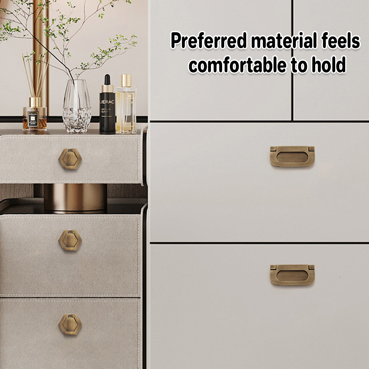 Copper Cabinet Handle with Foldable Ring Pull