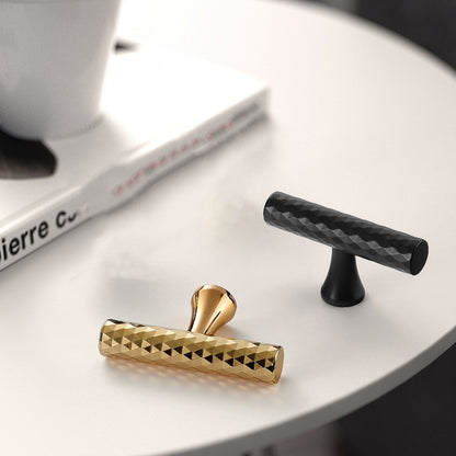 Knurled Metal Cabinet Handle in Black or Gold