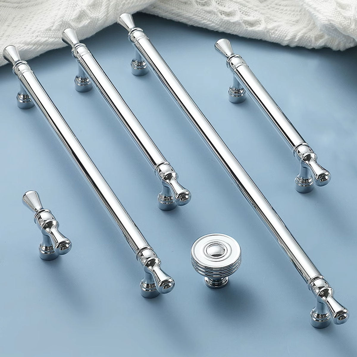 Silver Copper Cabinet Handle with Polished Finish 96–256mm