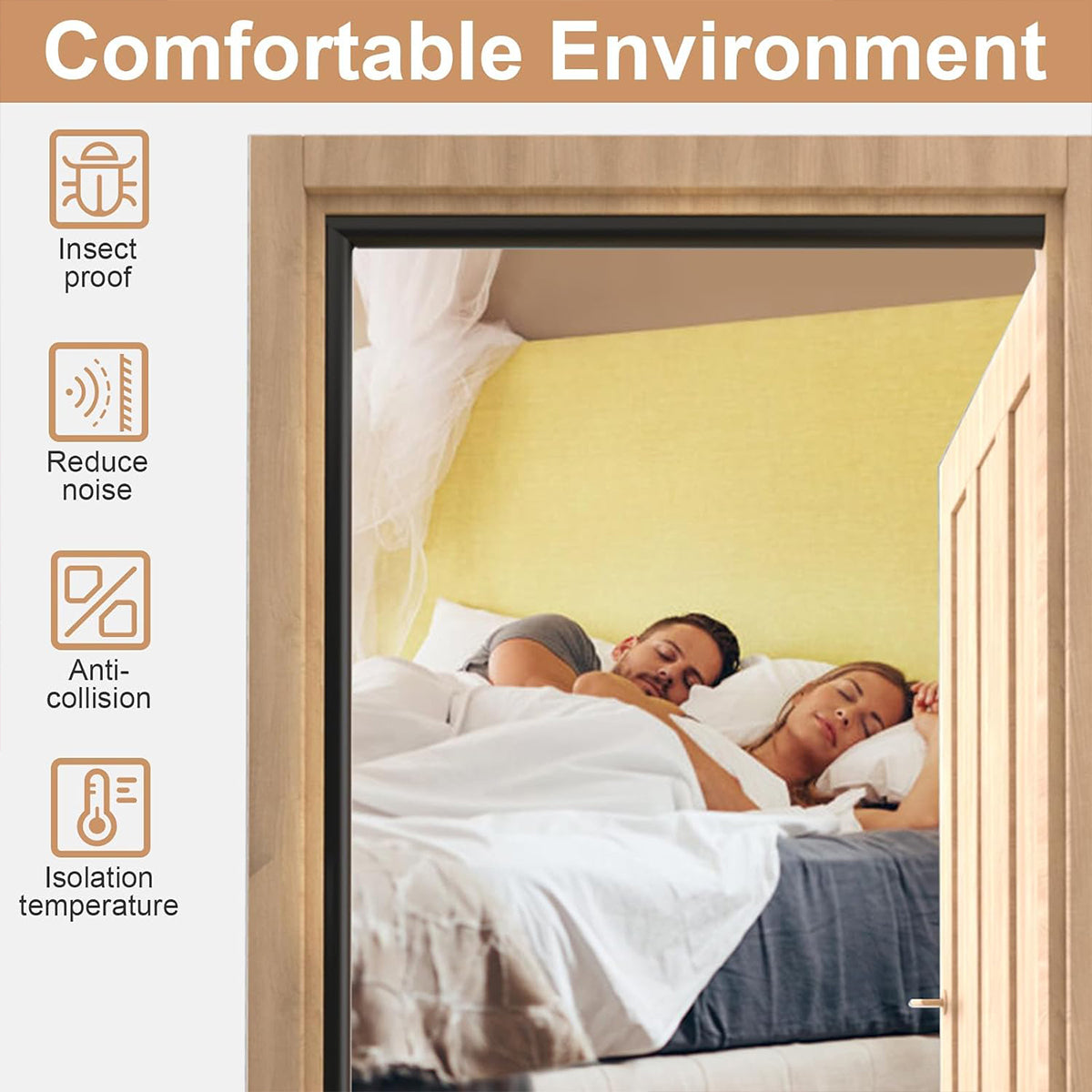 Black Self-Adhesive Silicone Door Window Sealing Strip 6m